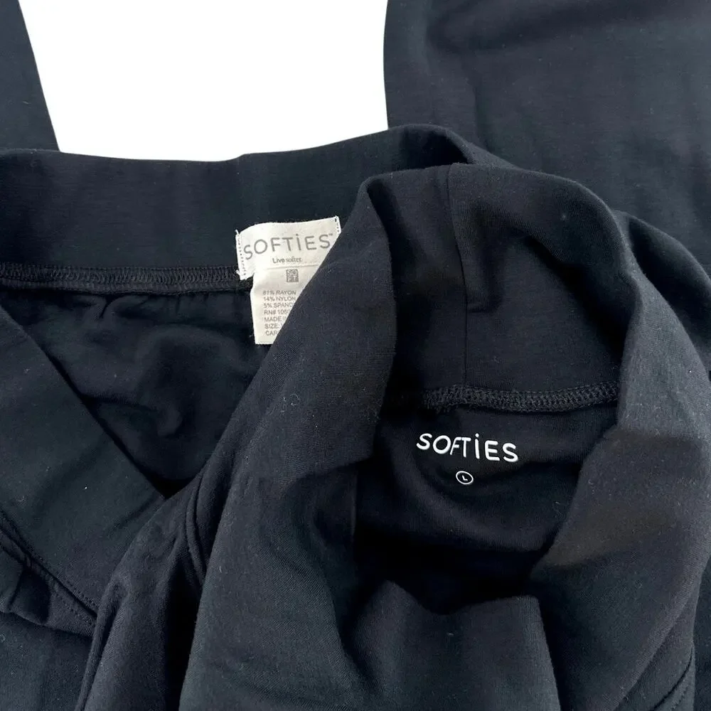 Softies Women's Black DreamTech Mock Neck with Pleated Pant Size L